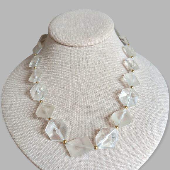 Avon Jewelry - Vintage Avon Clear Acrylic Rhombus Bead Choker